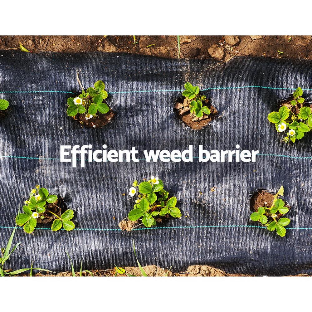 Instahut 3.66m x 20m Weedmat Weed Control Mat Woven Fabric Gardening Plant PE