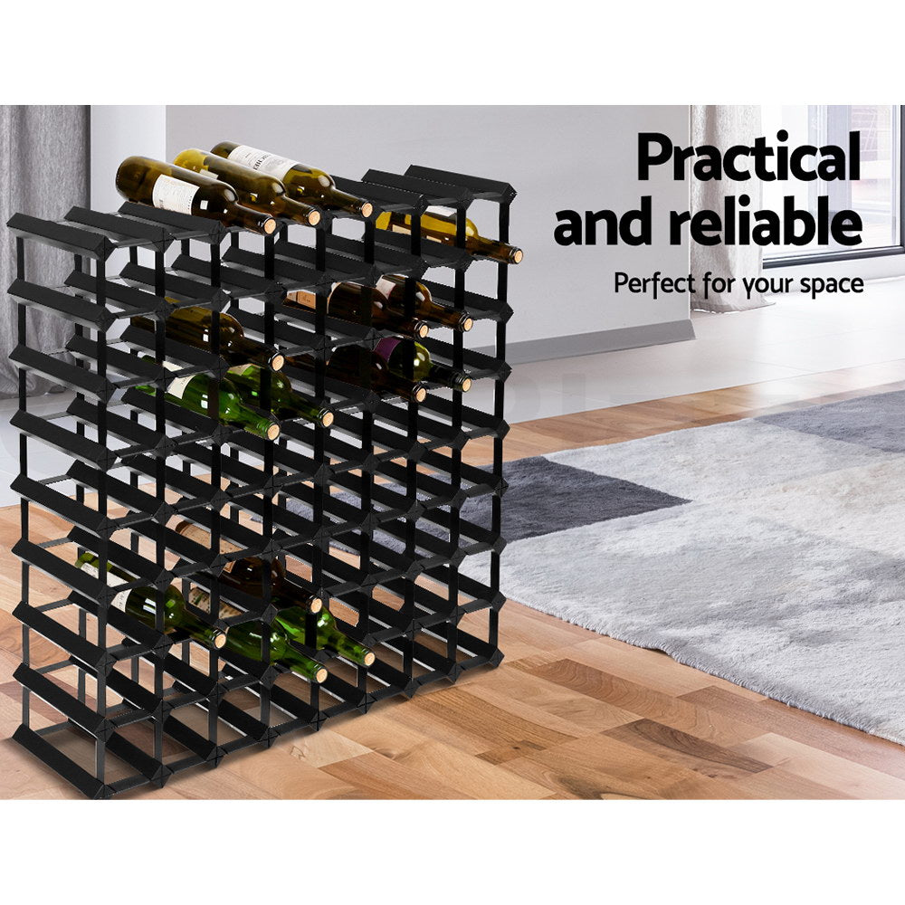 Artiss 72 Bottle Timber Wine Rack Wooden Storage Wall Racks Holders Cellar Black