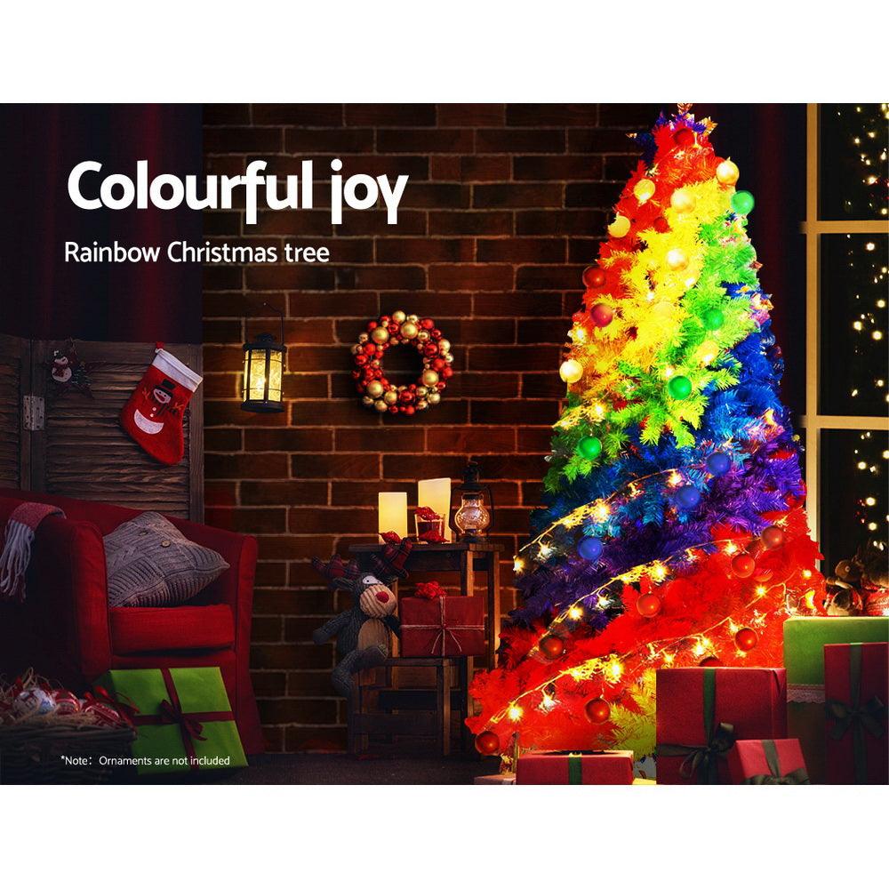Jingle Jollys Christmas Tree 2.1M 7ft Xmas Colourful Rainbow Multi-colour