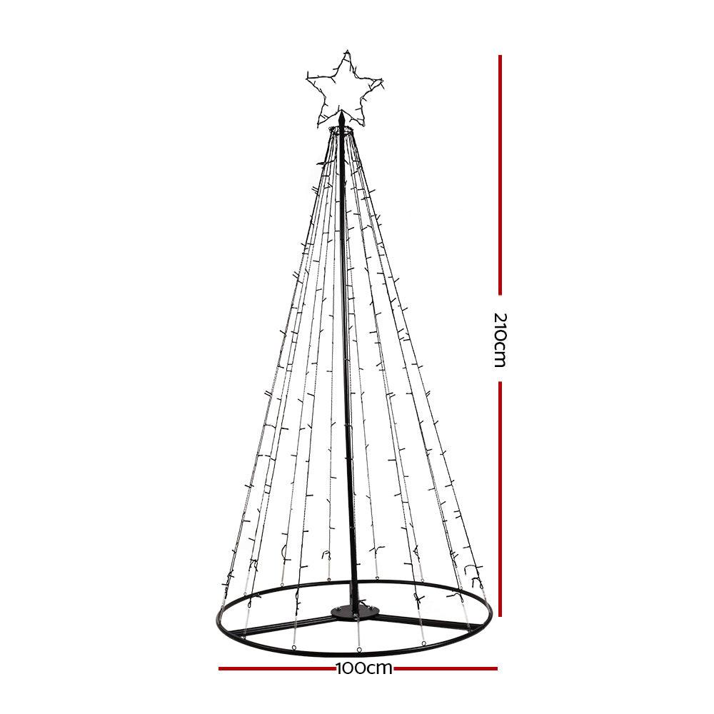 Jingle Jollys 2.1M Christmas Tree LED Lights Solar-powered Xmas Fibre Optic Warm White