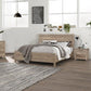 3 Pieces Bedroom Suite Natural Wood Like MDF Structure Queen Size Oak Colour Bed, Bedside Table