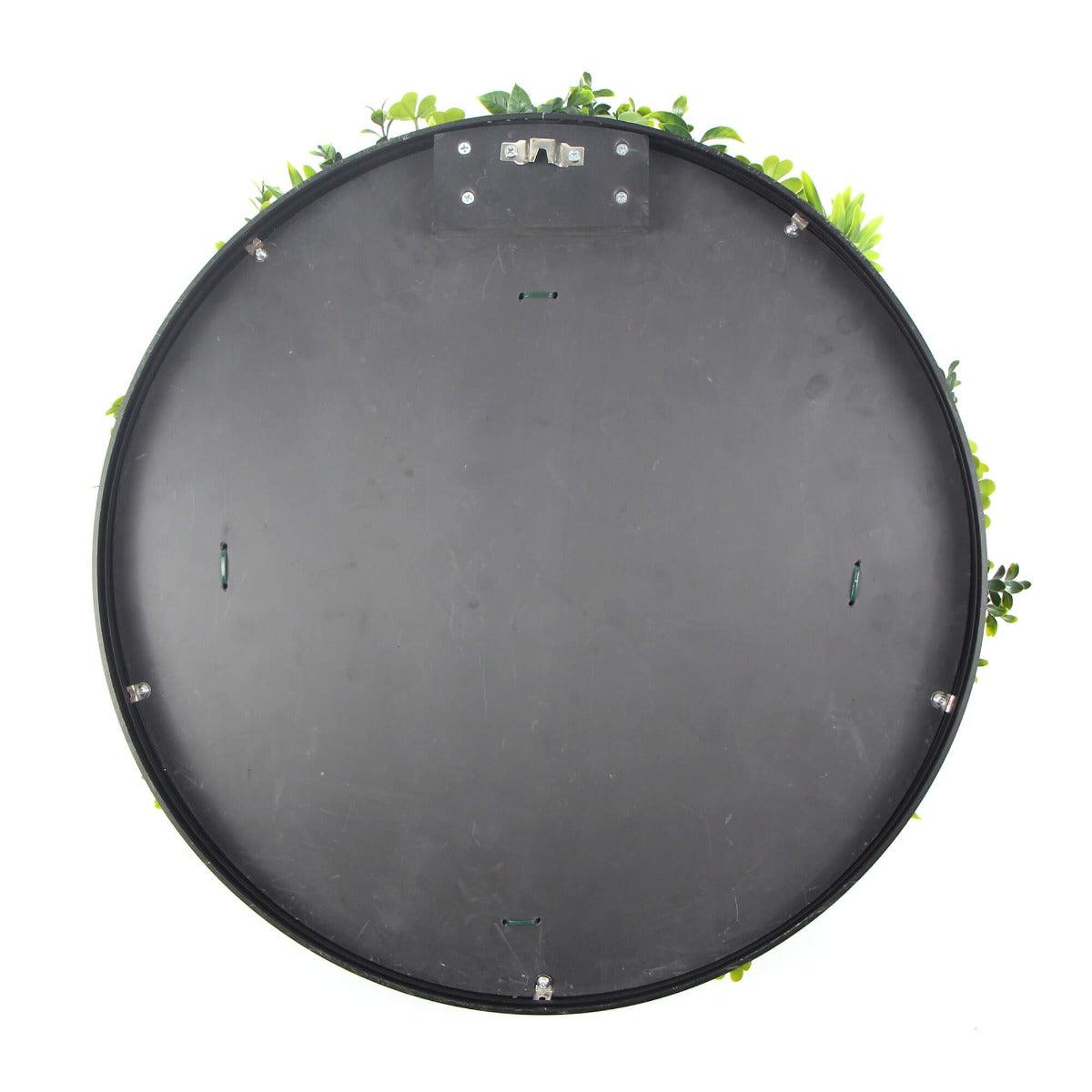 Flowering White Artificial Green Wall Disc UV Resistant 50cm (Black Frame)