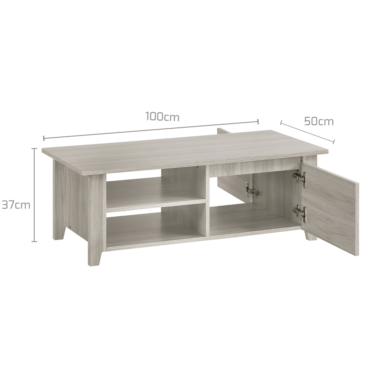 Coffee Table With Open Drawer In White Oak