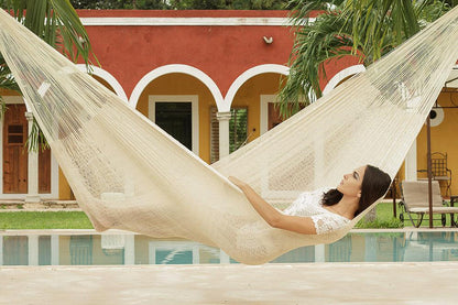 Queen Size Mayan Legacy Cotton Mexican Hammock in Cream Colour