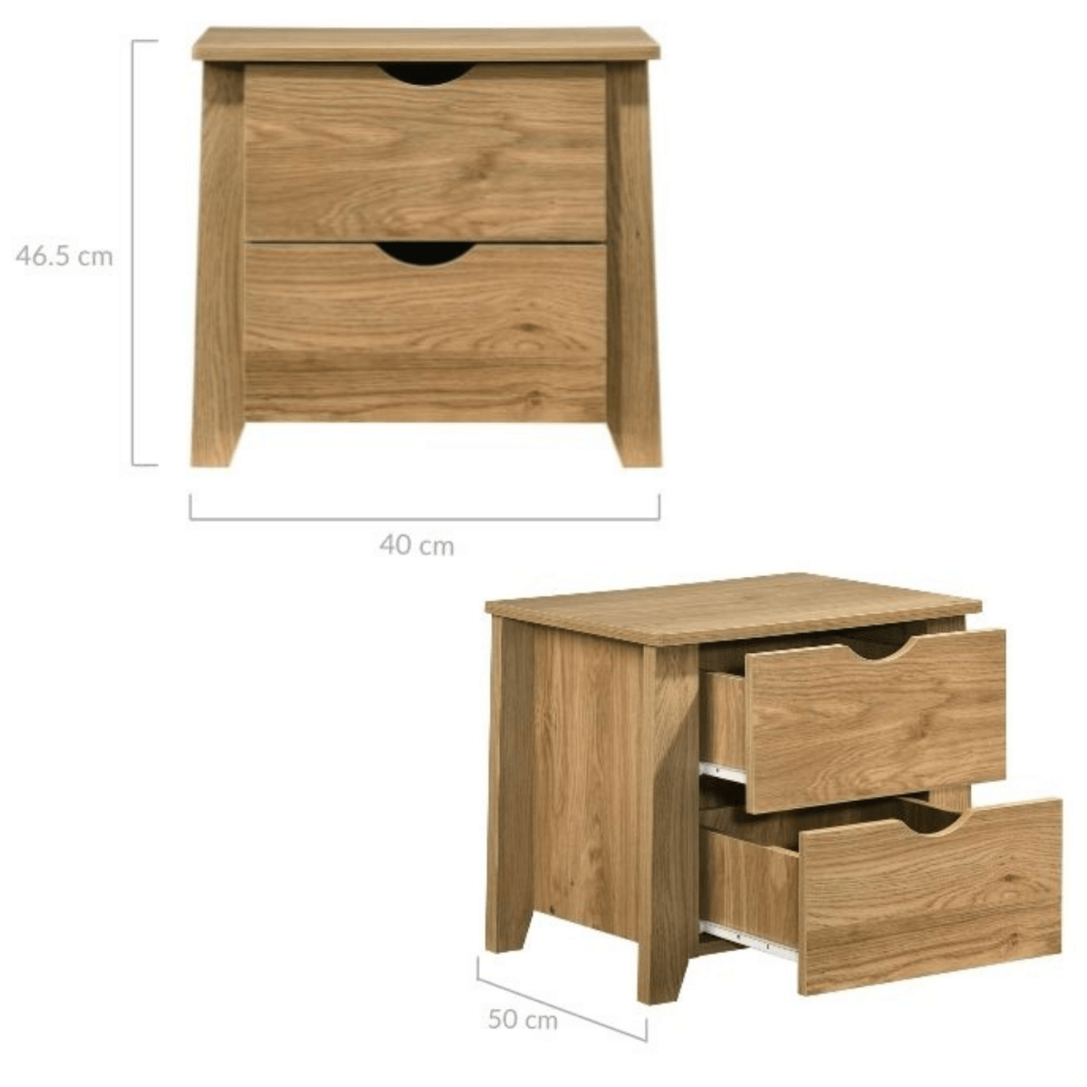 Mica Wooden Bedside Table with 2 Drawers