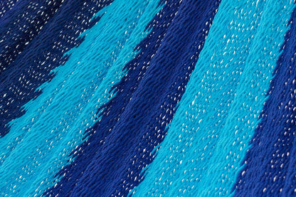 King Size Outoor Cotton Mayan Legacy Mexican Hammock in Caribean Blue