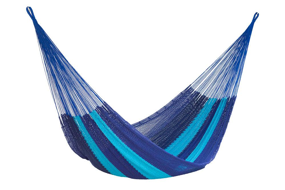 King Size Outoor Cotton Mayan Legacy Mexican Hammock in Caribean Blue