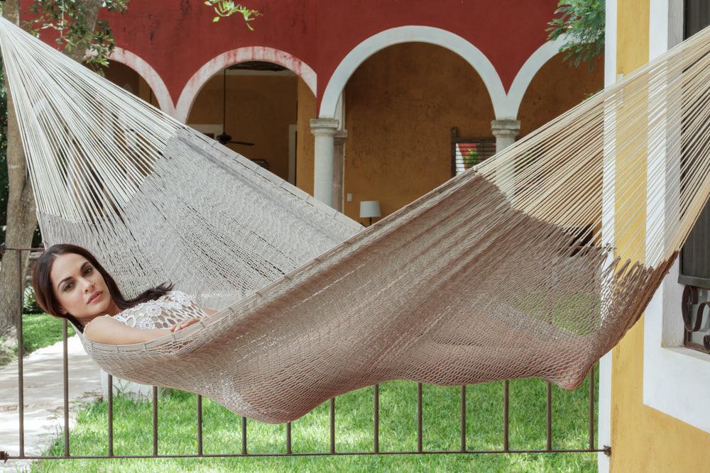 Jumbo Size Outoor Cotton Mayan Legacy Mexican Hammock in Dream Sands