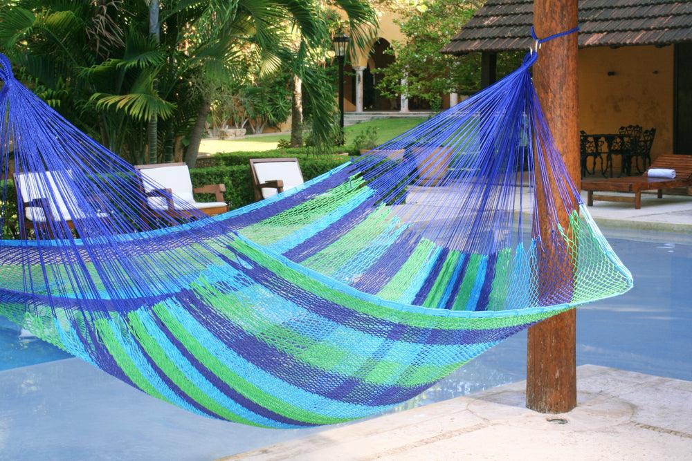 Jumbo Size Outoor Cotton Mayan Legacy Mexican Hammock in Oceanica