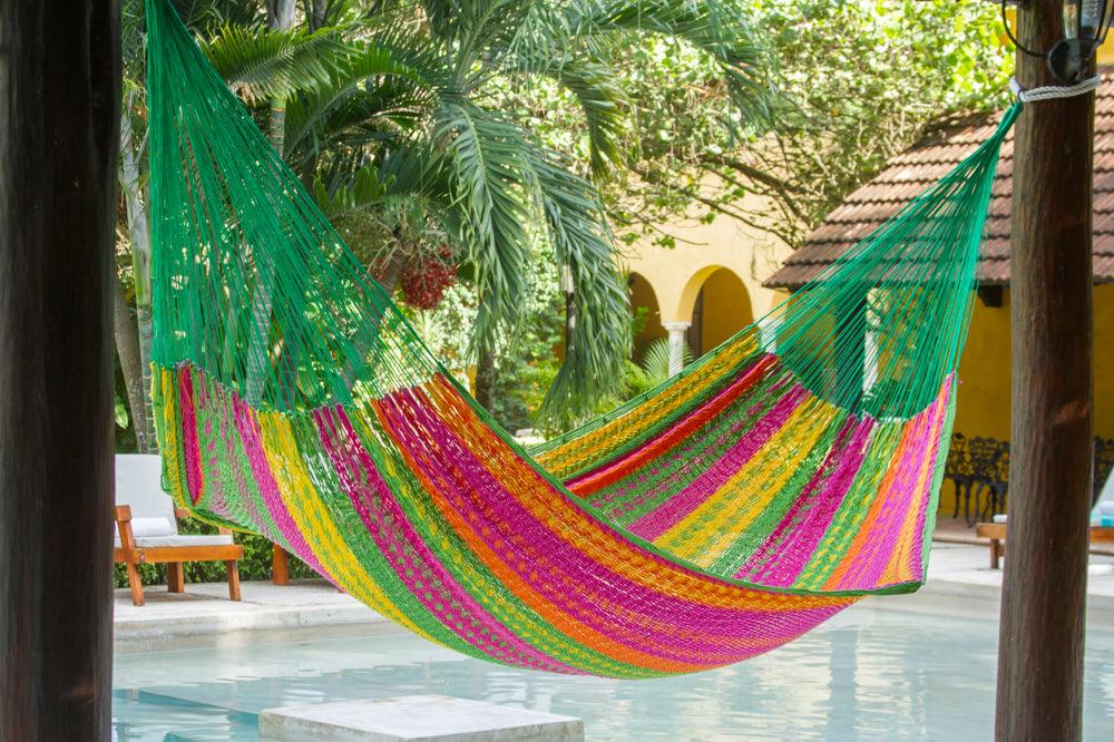 Jumbo Size Outoor Cotton Mayan Legacy Mexican Hammock in Radiante