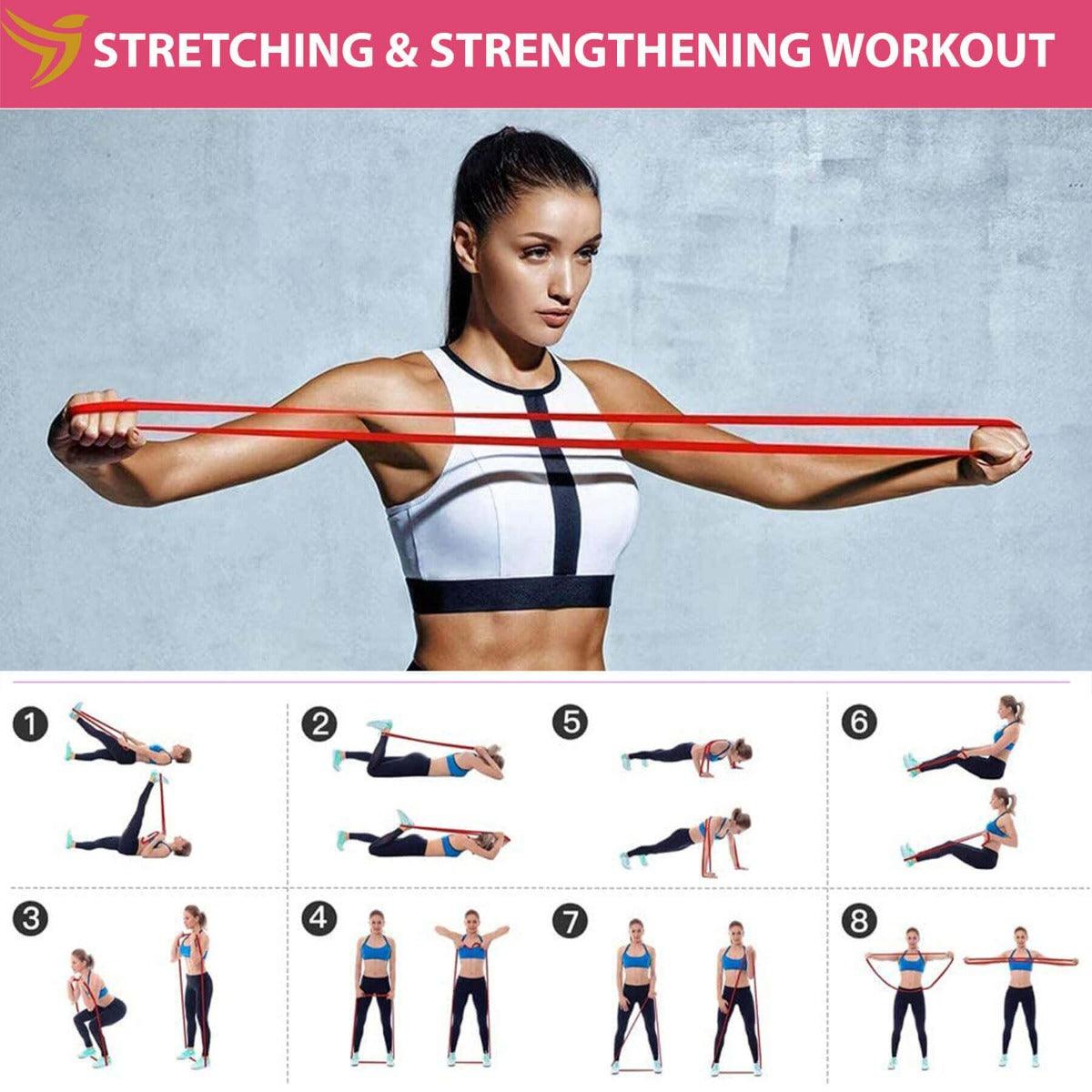 Resistance Exercise Bands Fitness Bundle 21 Pieces Complete Home Workout Tube Booty Bands Heavy Duty Band Gliding Core Sliders